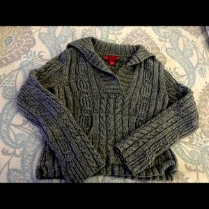 Grey knit pullover sweater